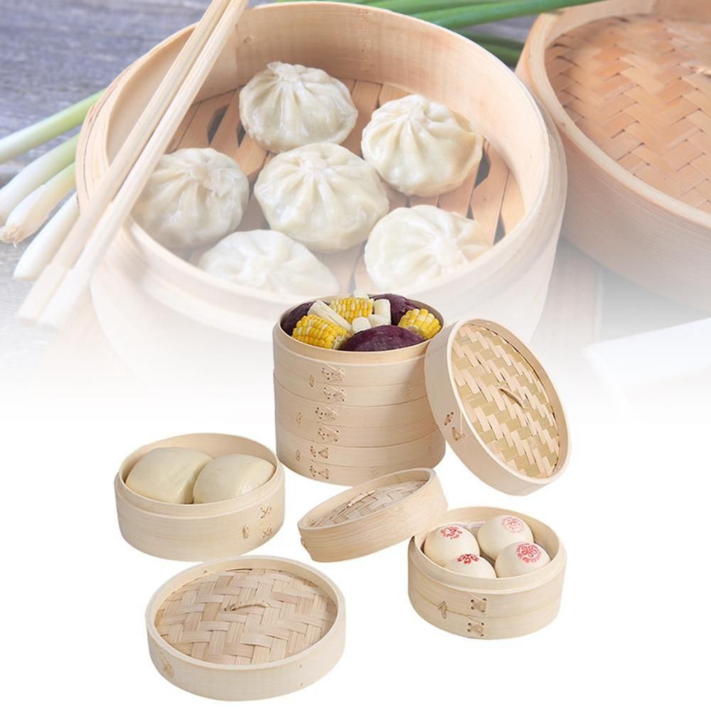 Steamer Bamboo Set - Китайские пельмени, кухня с крышкой, корзина,